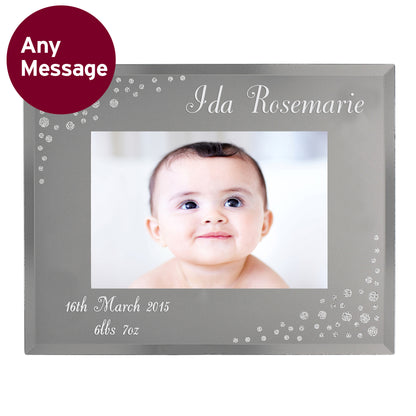 Personalised Any Message 6x4 Landscape Diamante Glass Photo Frame - MK&JD Gifts
