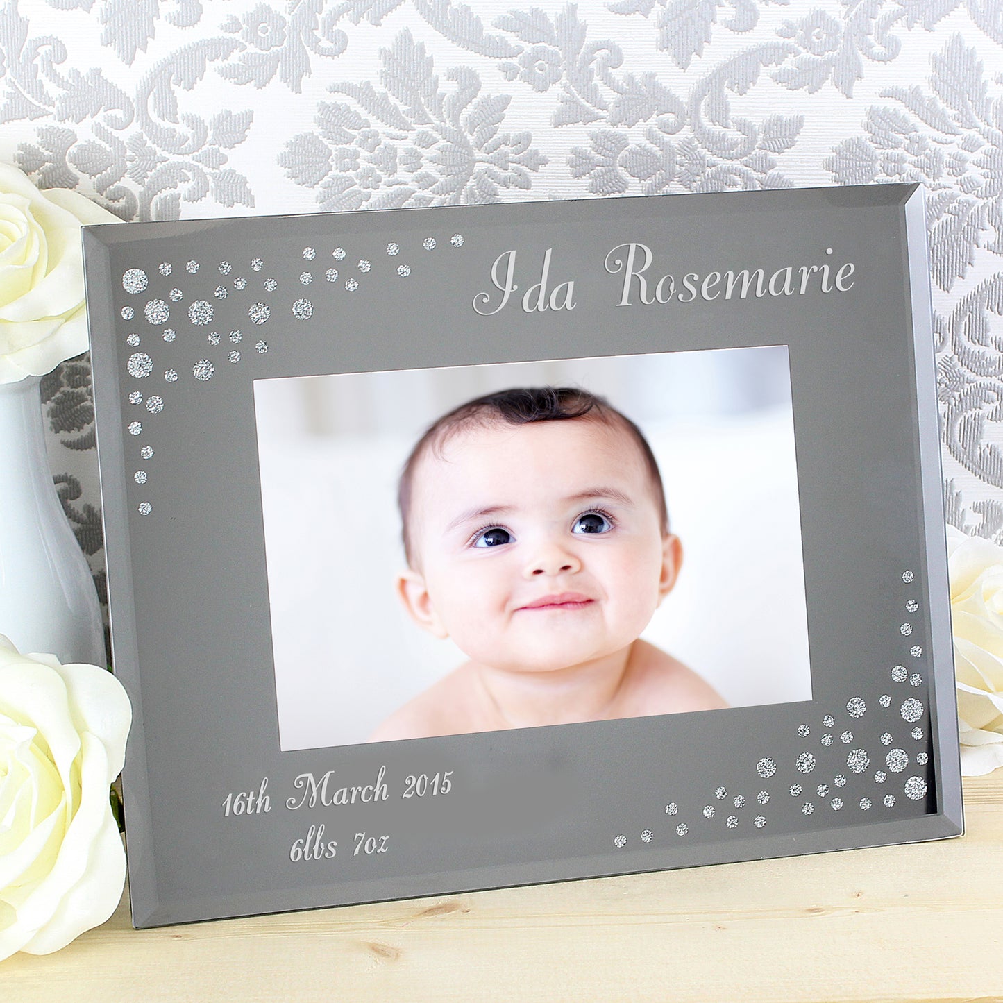 Personalised Any Message 6x4 Landscape Diamante Glass Photo Frame - MK&JD Gifts