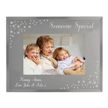 Personalised Any Message 6x4 Landscape Diamante Glass Photo Frame - MK&JD Gifts