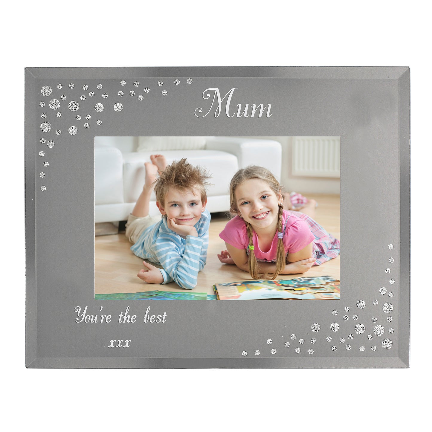 Personalised Any Message 6x4 Landscape Diamante Glass Photo Frame - MK&JD Gifts