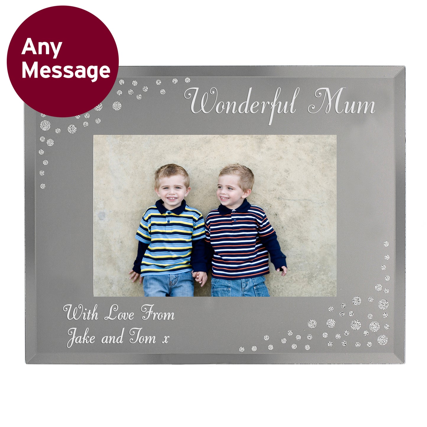 Personalised Any Message 6x4 Landscape Diamante Glass Photo Frame - MK&JD Gifts