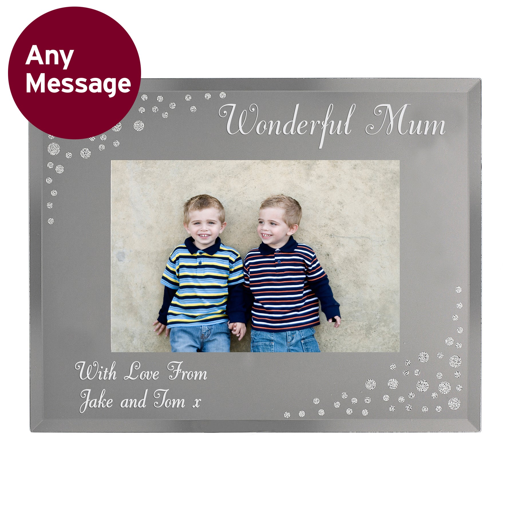 Personalised Any Message 6x4 Landscape Diamante Glass Photo Frame - MK&JD Gifts