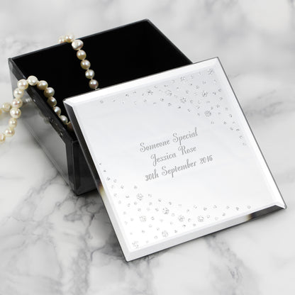 Personalised Any Message Diamante Glass Trinket Box - MK&JD Gifts