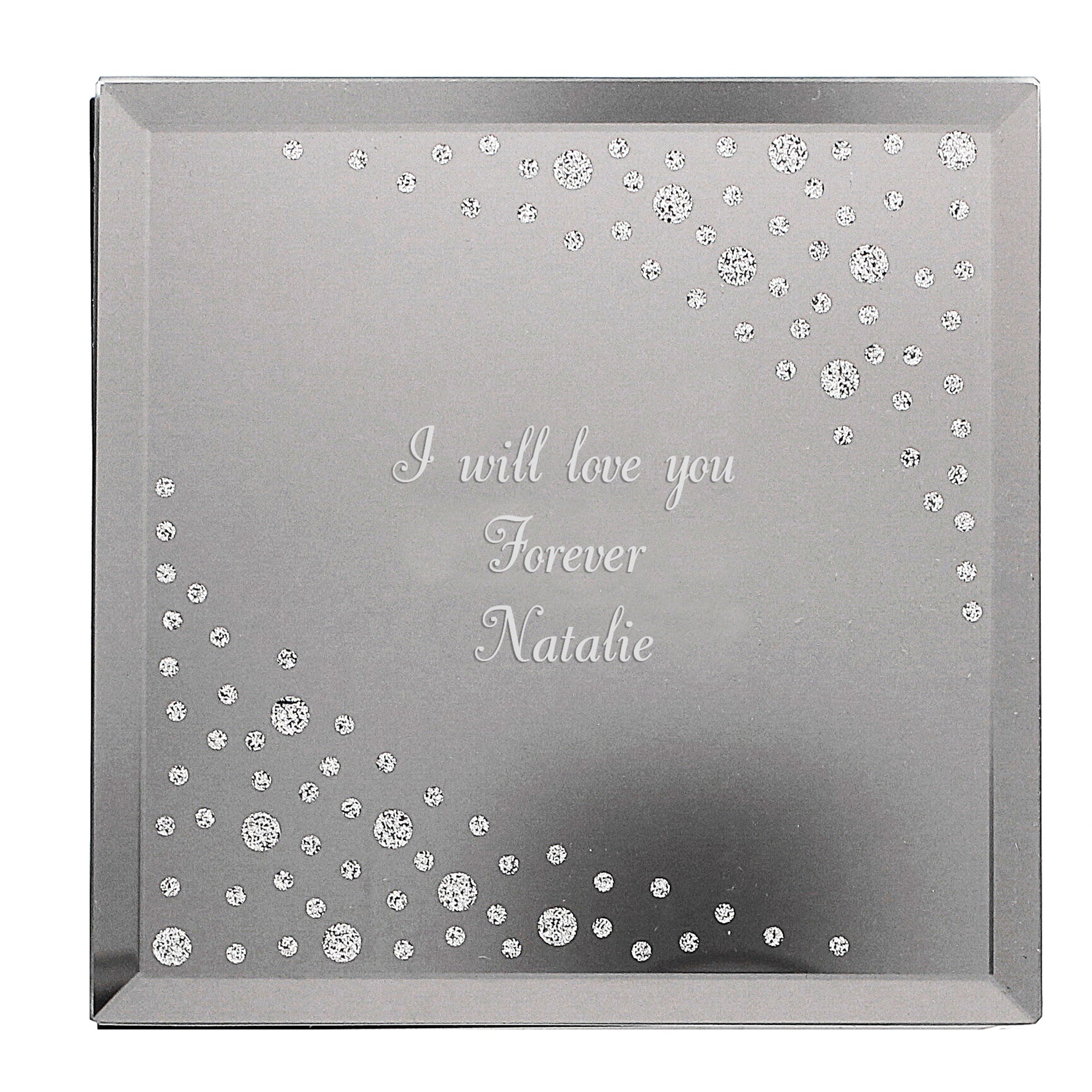 Personalised Any Message Diamante Glass Trinket Box - MK&JD Gifts