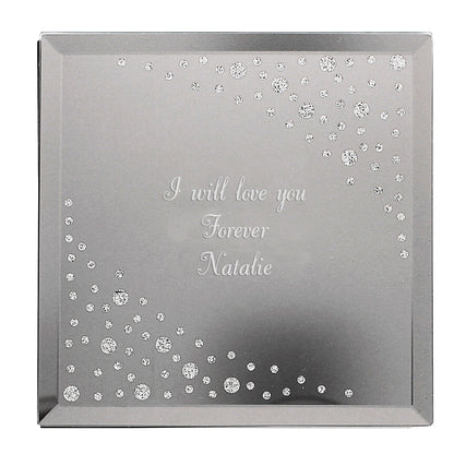 Personalised Any Message Diamante Glass Trinket Box - MK&JD Gifts