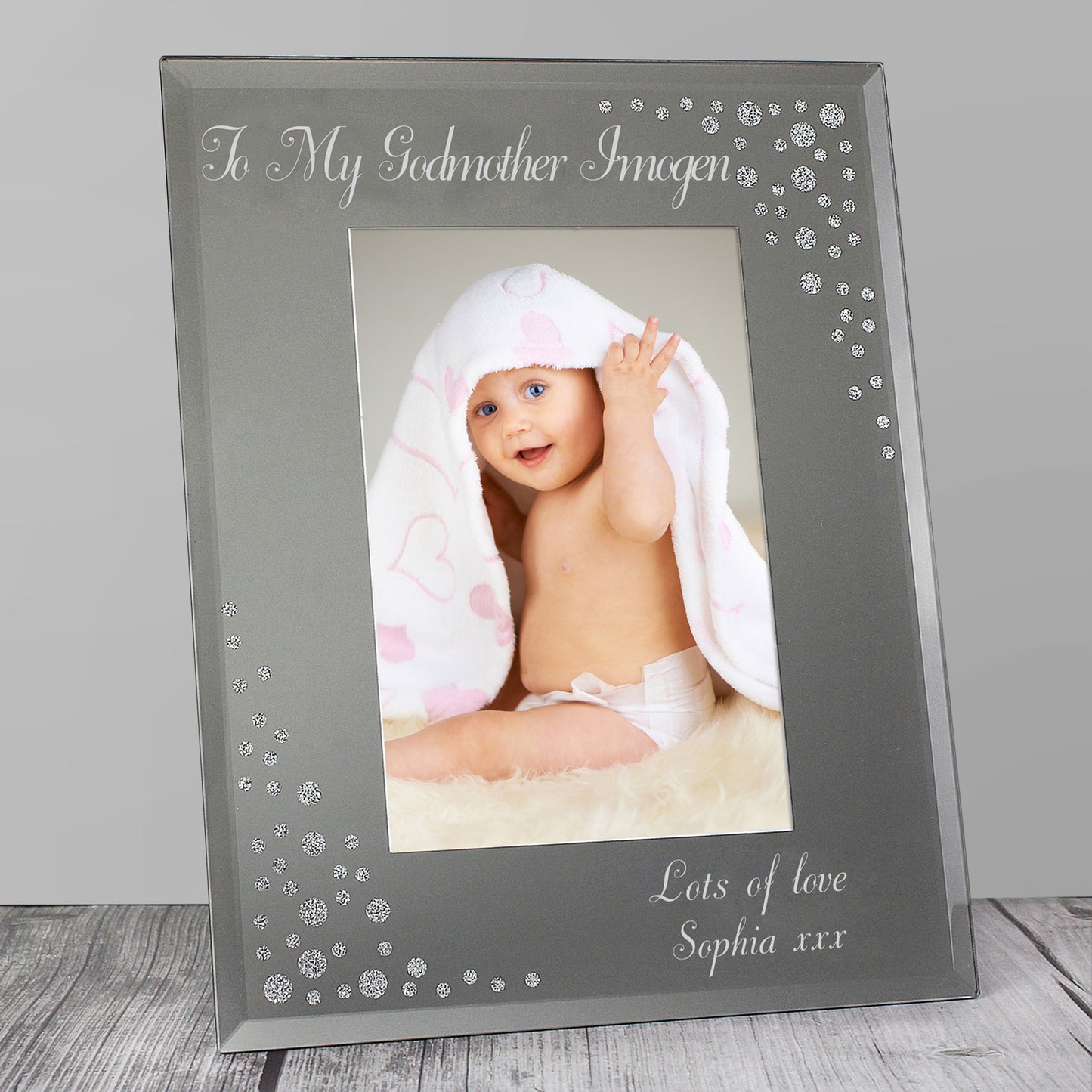 Personalised Any Message 6x4 Diamante Glass Photo Frame - MK&JD Gifts