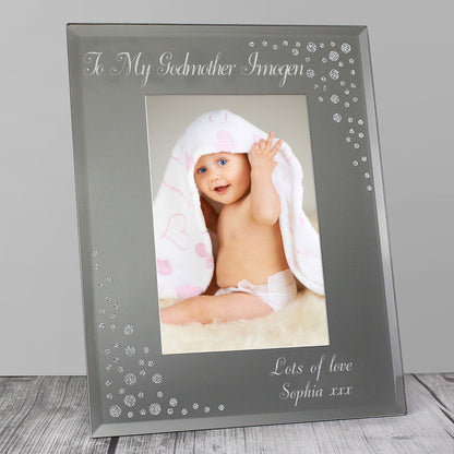 Personalised Any Message 6x4 Diamante Glass Photo Frame - MK&JD Gifts
