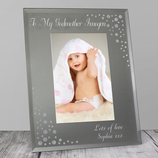 Personalised Any Message 6x4 Diamante Glass Photo Frame - MK&JD Gifts