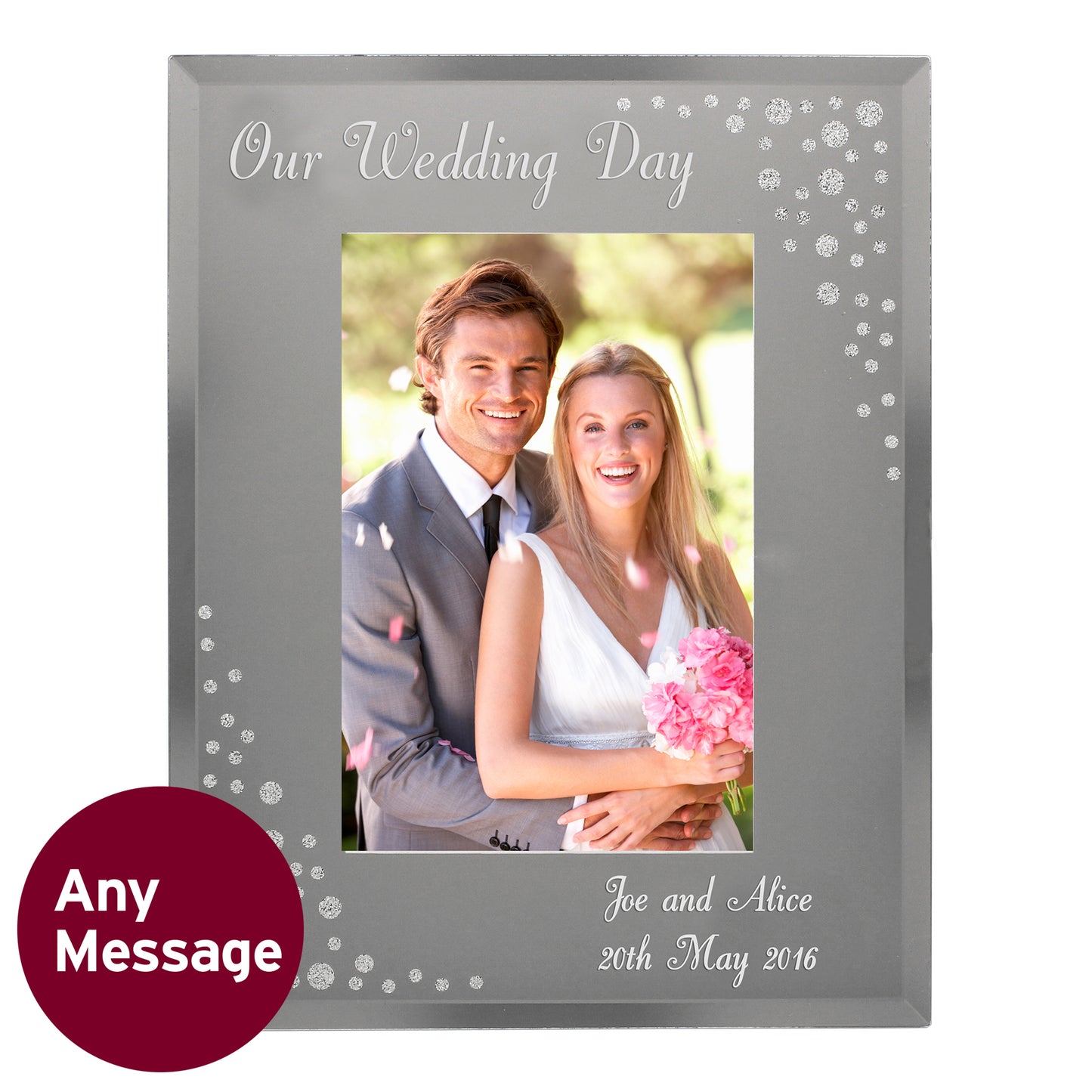 Personalised Any Message 6x4 Diamante Glass Photo Frame - MK&JD Gifts