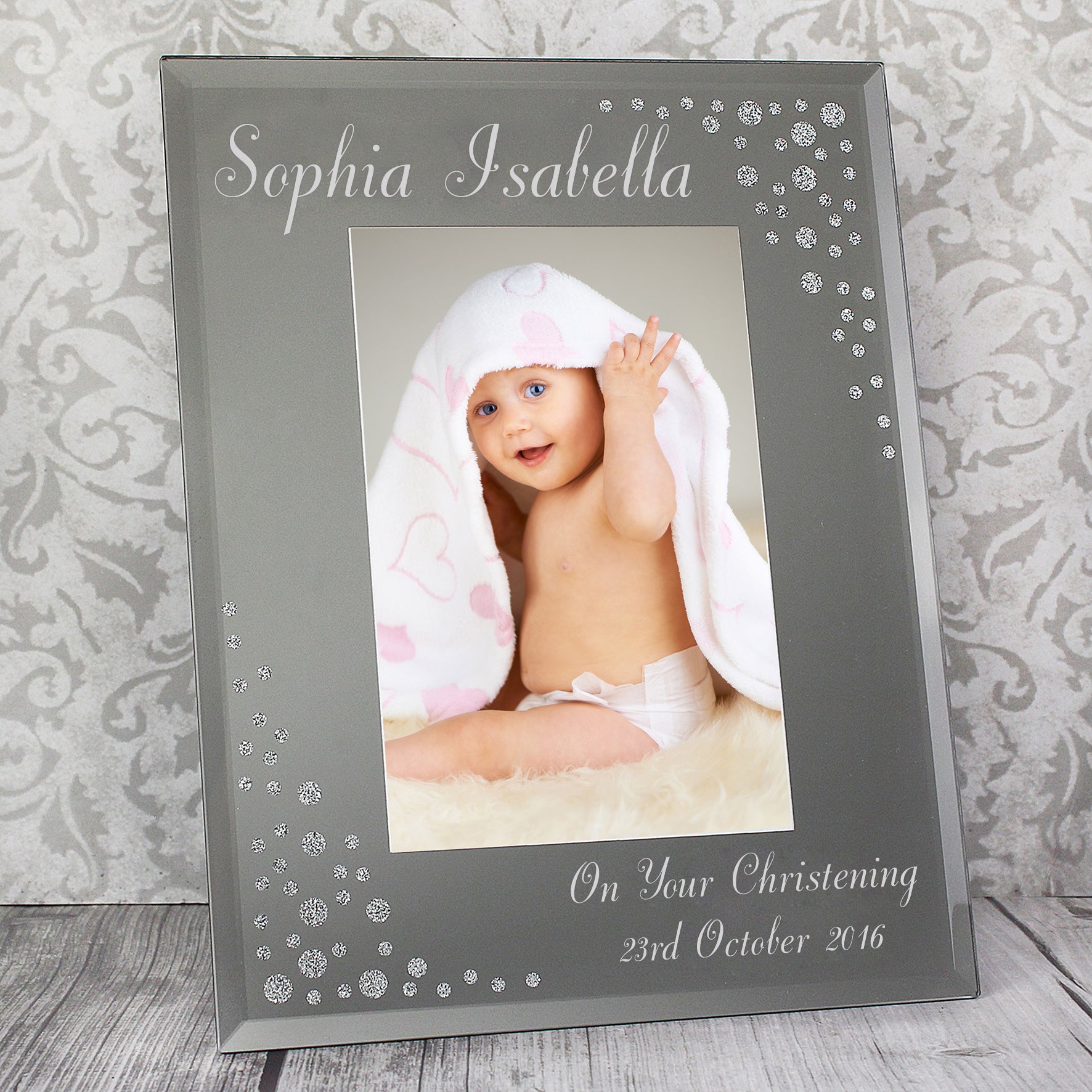 Personalised Any Message 6x4 Diamante Glass Photo Frame - MK&JD Gifts