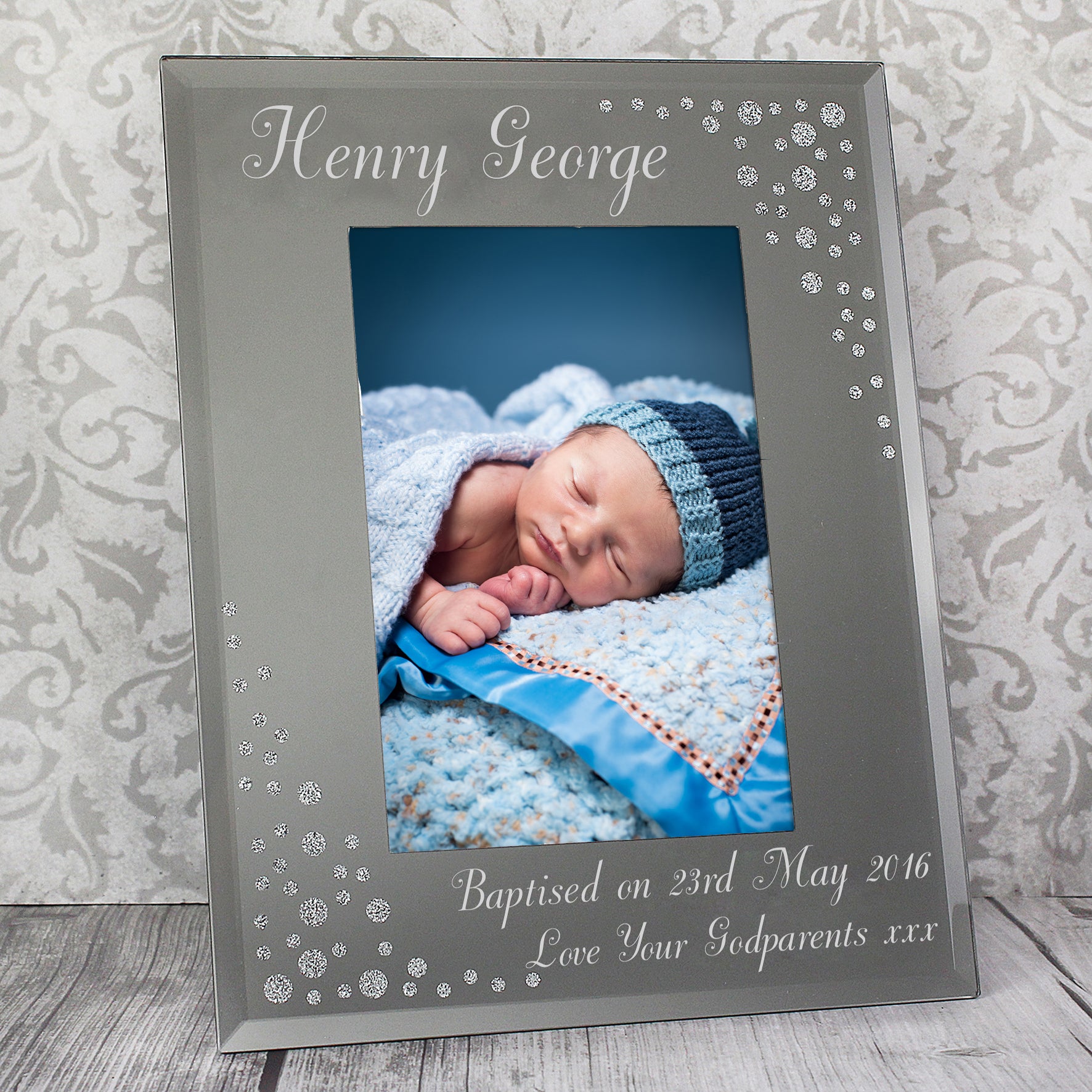 Personalised Any Message 6x4 Diamante Glass Photo Frame - MK&JD Gifts