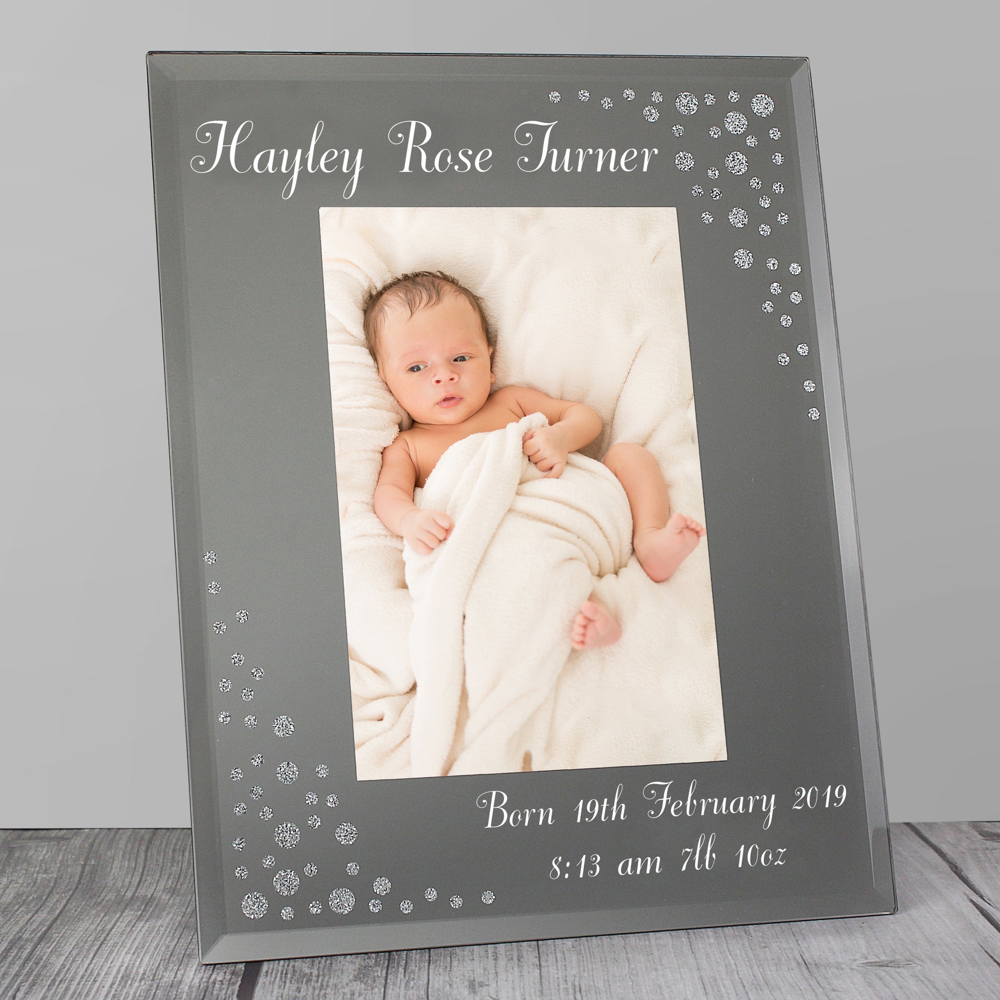 Personalised Any Message 6x4 Diamante Glass Photo Frame - MK&JD Gifts