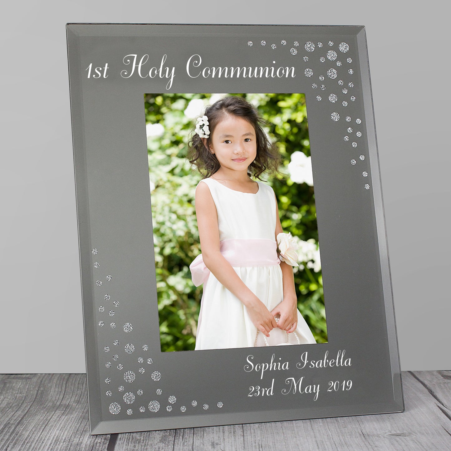 Personalised Any Message 6x4 Diamante Glass Photo Frame - MK&JD Gifts