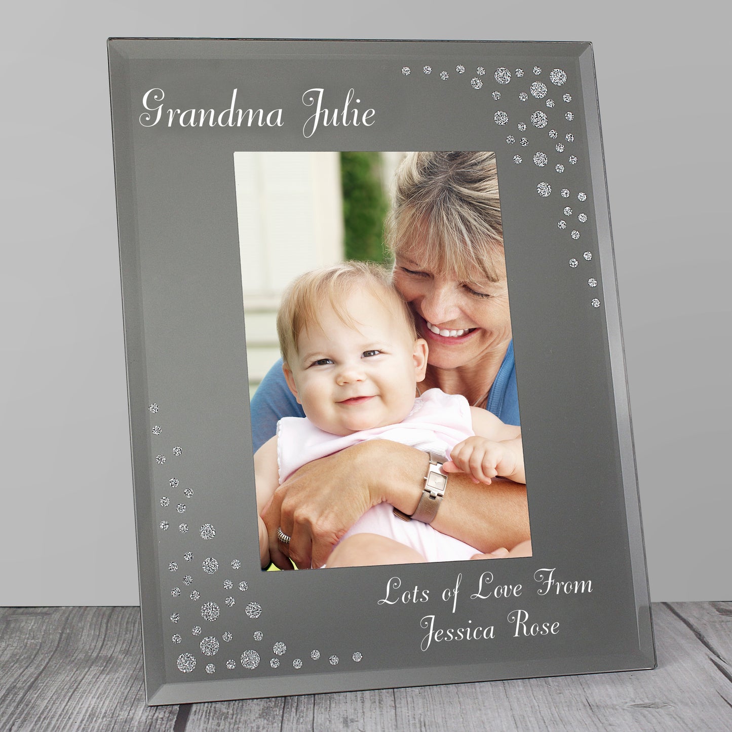 Personalised Any Message 6x4 Diamante Glass Photo Frame - MK&JD Gifts