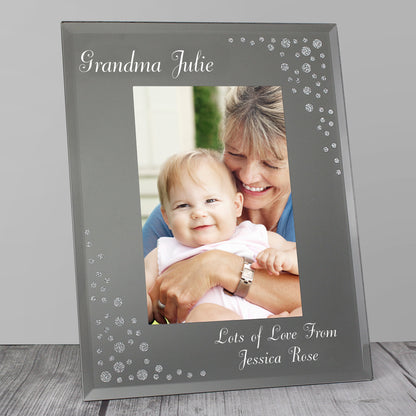 Personalised Any Message 6x4 Diamante Glass Photo Frame - MK&JD Gifts