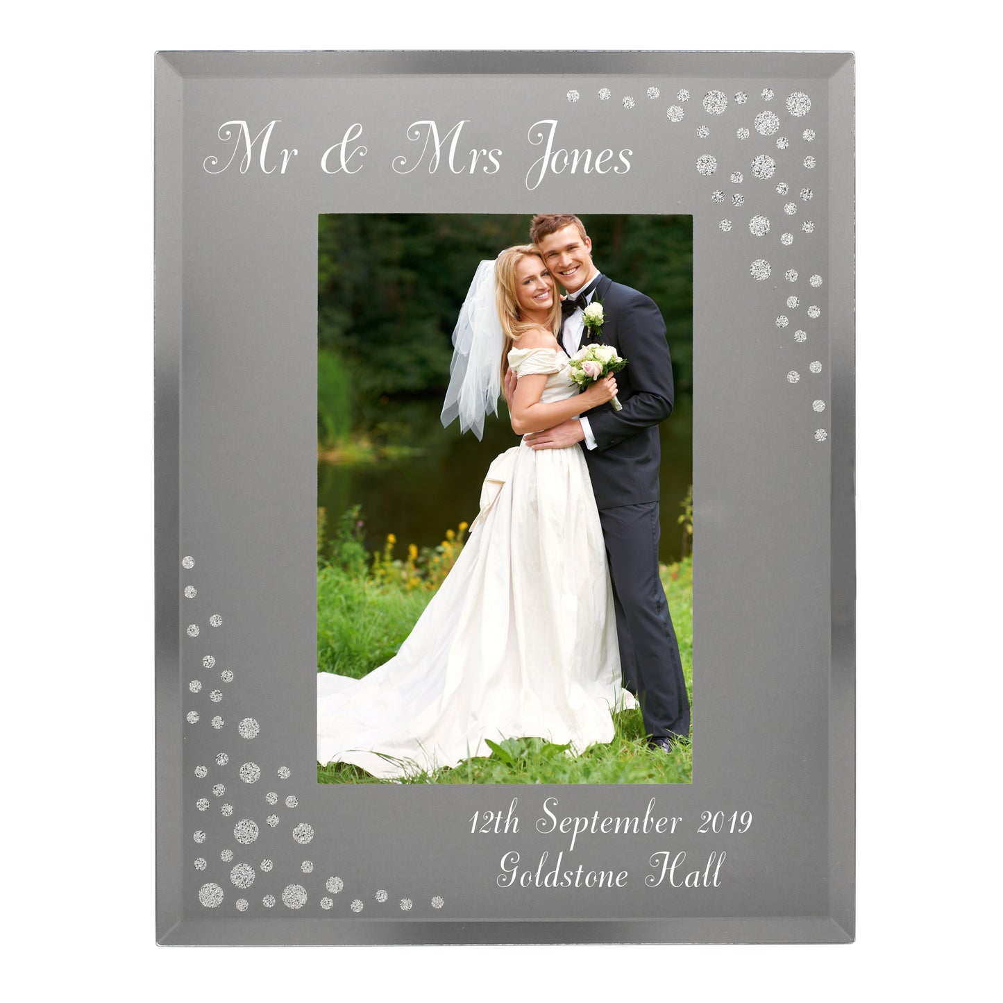 Personalised Any Message 6x4 Diamante Glass Photo Frame - MK&JD Gifts