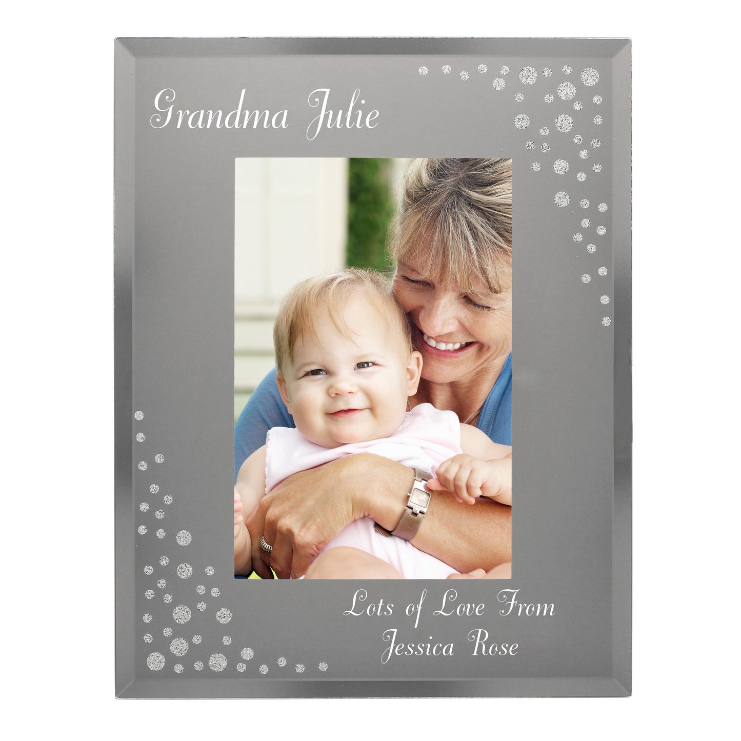 Personalised Any Message 6x4 Diamante Glass Photo Frame - MK&JD Gifts