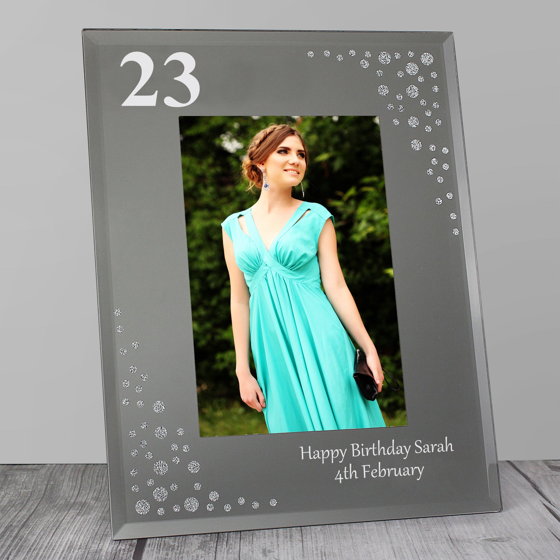 Personalised Big Age 6x4 Diamante Glass Photo Frame - MK&JD Gifts