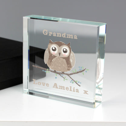 Personalised Woodland Owl  Crystal Token - MK&JD Gifts