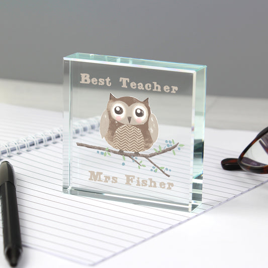 Personalised Woodland Owl  Crystal Token - MK&JD Gifts