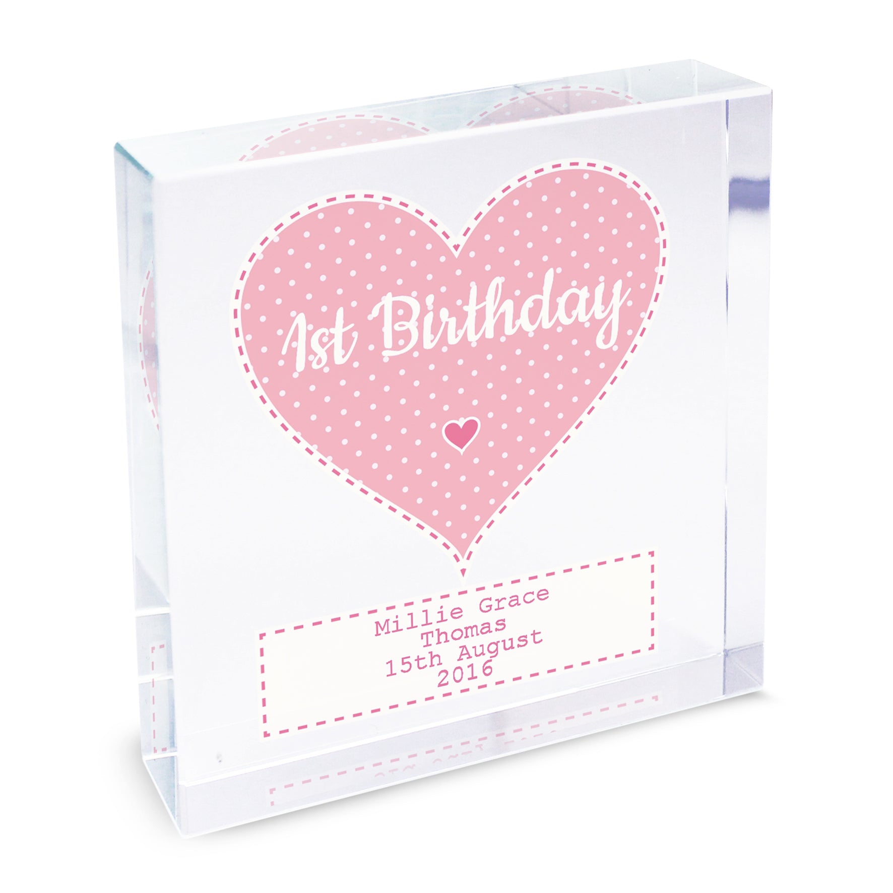 Personalised Stitch & Dot Baby Girl Crystal Token - MK&JD Gifts