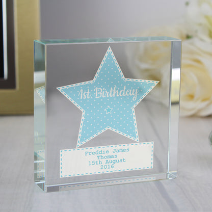 Personalised Stitch & Dot Baby Boy Crystal Token - MK&JD Gifts