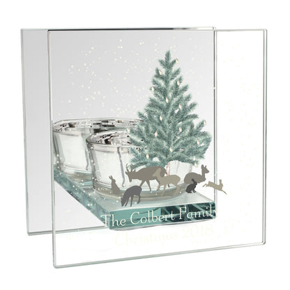 Personalised A Winter's Night Mirrored Glass Tea Light Candle Holder - MK&JD Gifts