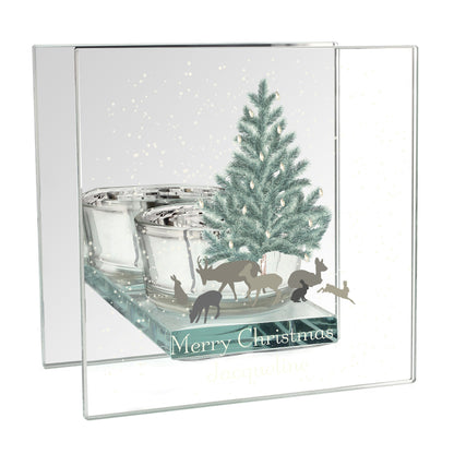 Personalised A Winter's Night Mirrored Glass Tea Light Candle Holder - MK&JD Gifts