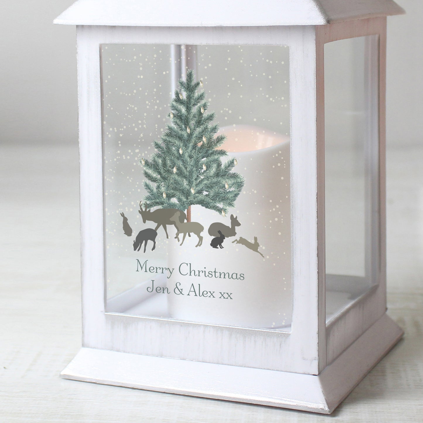 Personalised A Winter's Night White Lantern - MK&JD Gifts