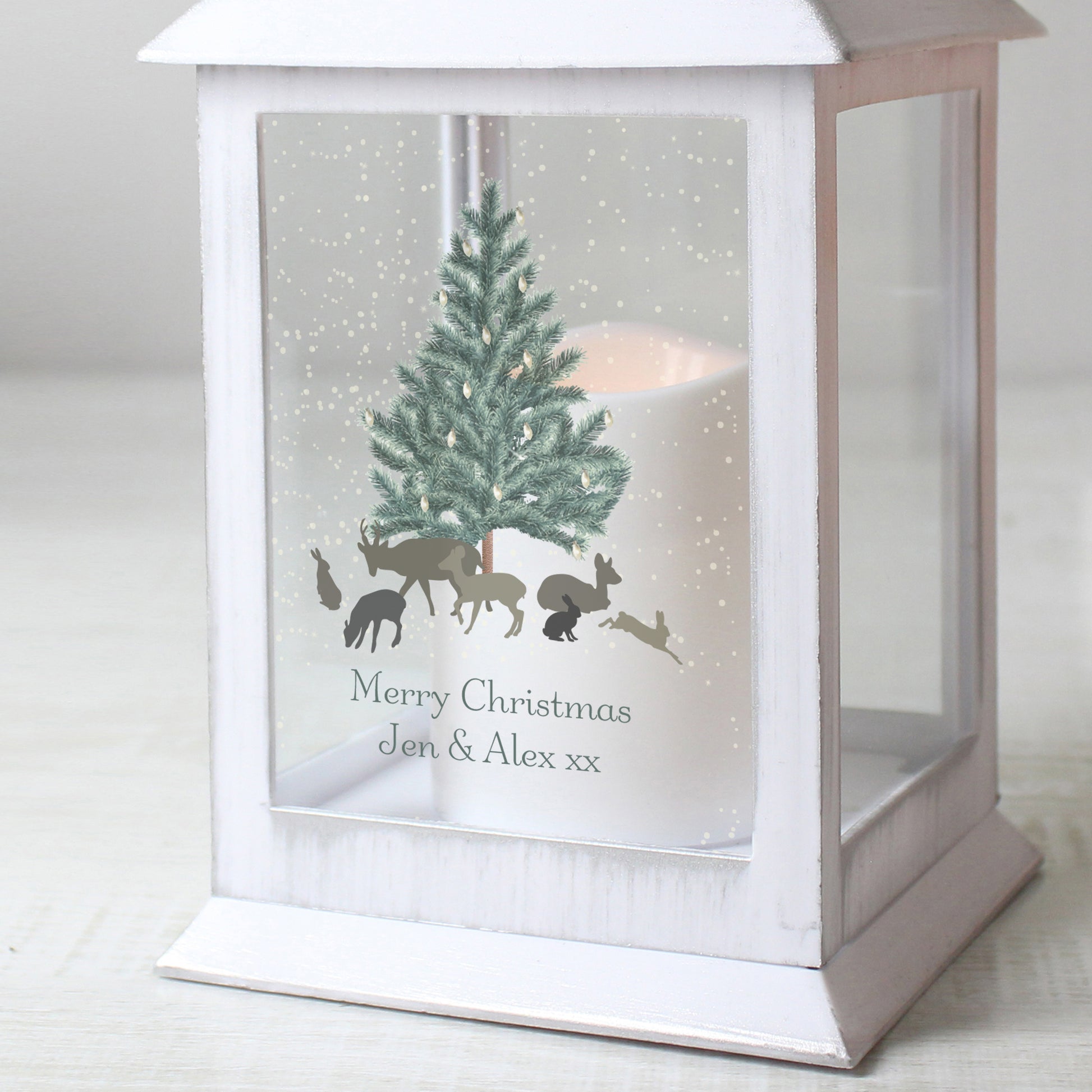 Personalised A Winter's Night White Lantern - MK&JD Gifts