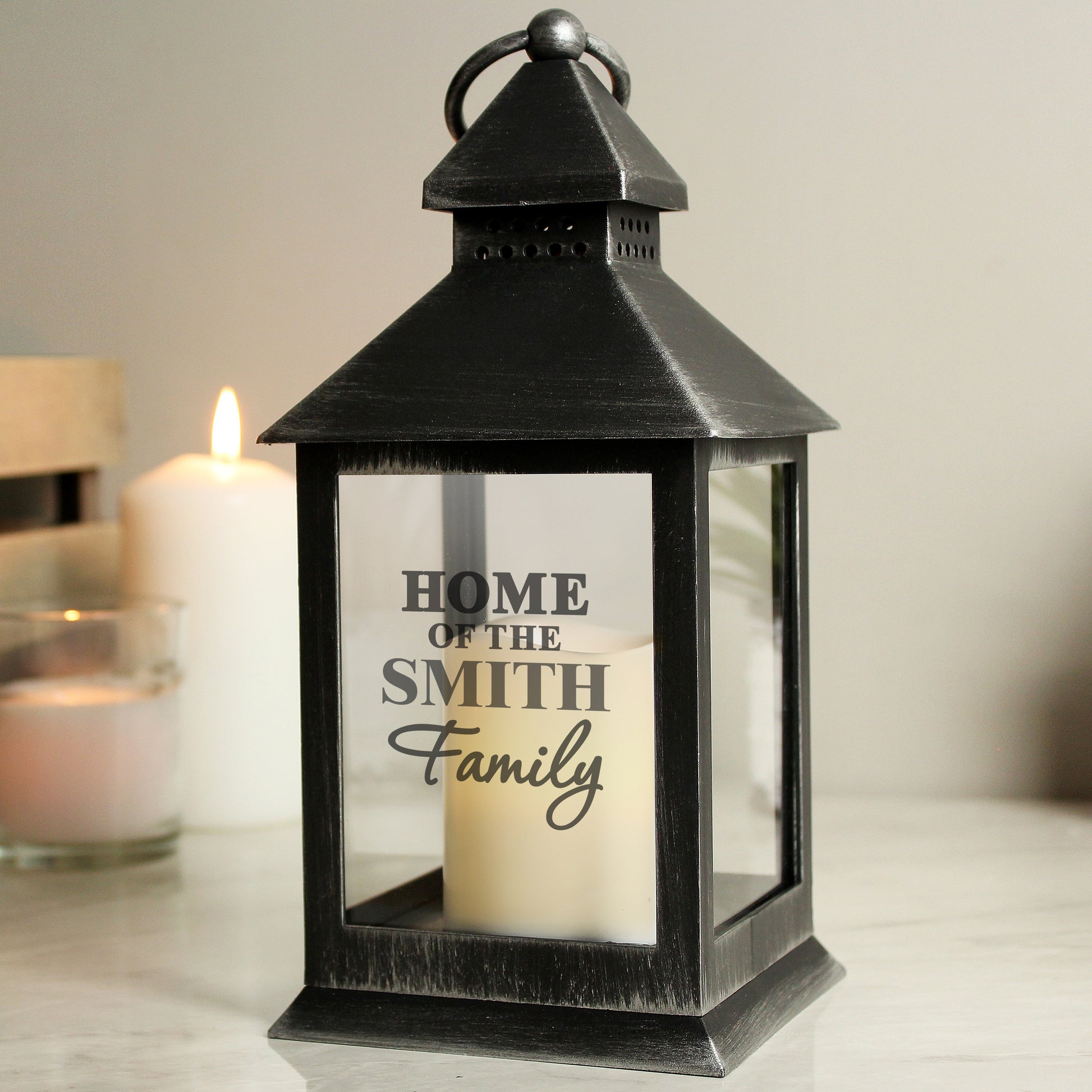 Personalised The Family Rustic Black Lantern - MK&JD Gifts