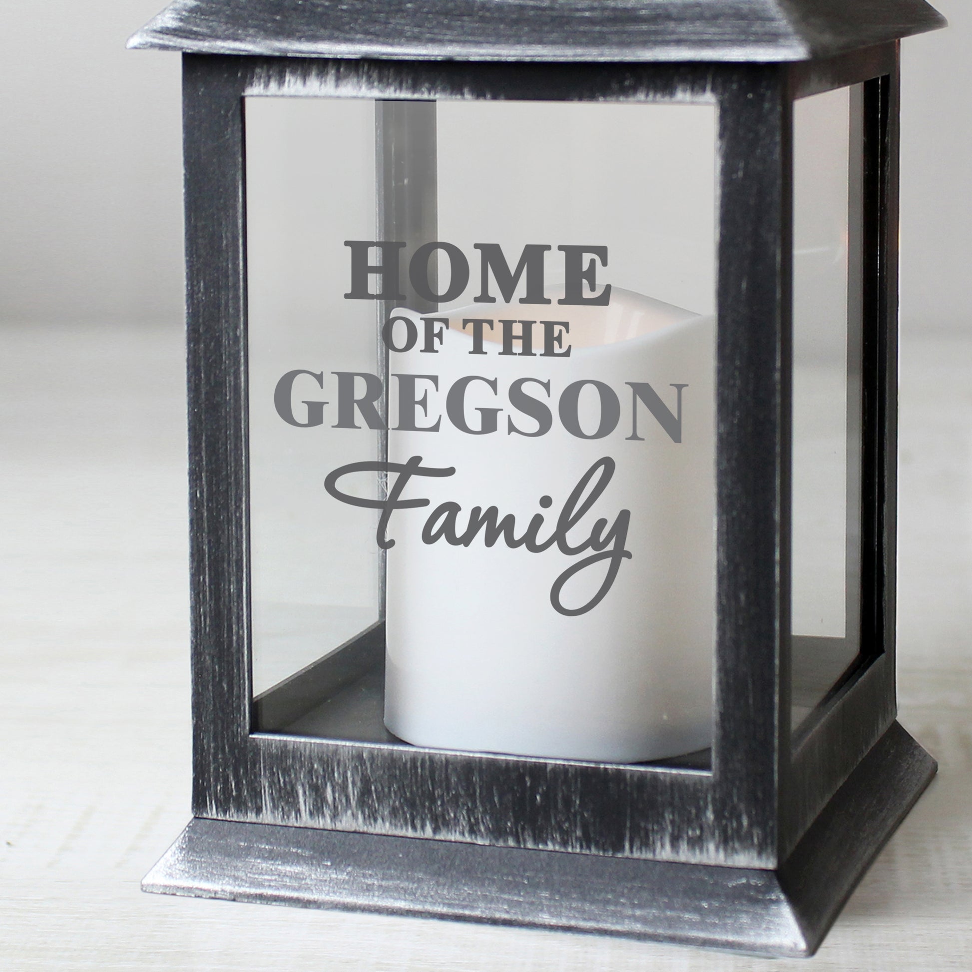 Personalised The Family Rustic Black Lantern - MK&JD Gifts