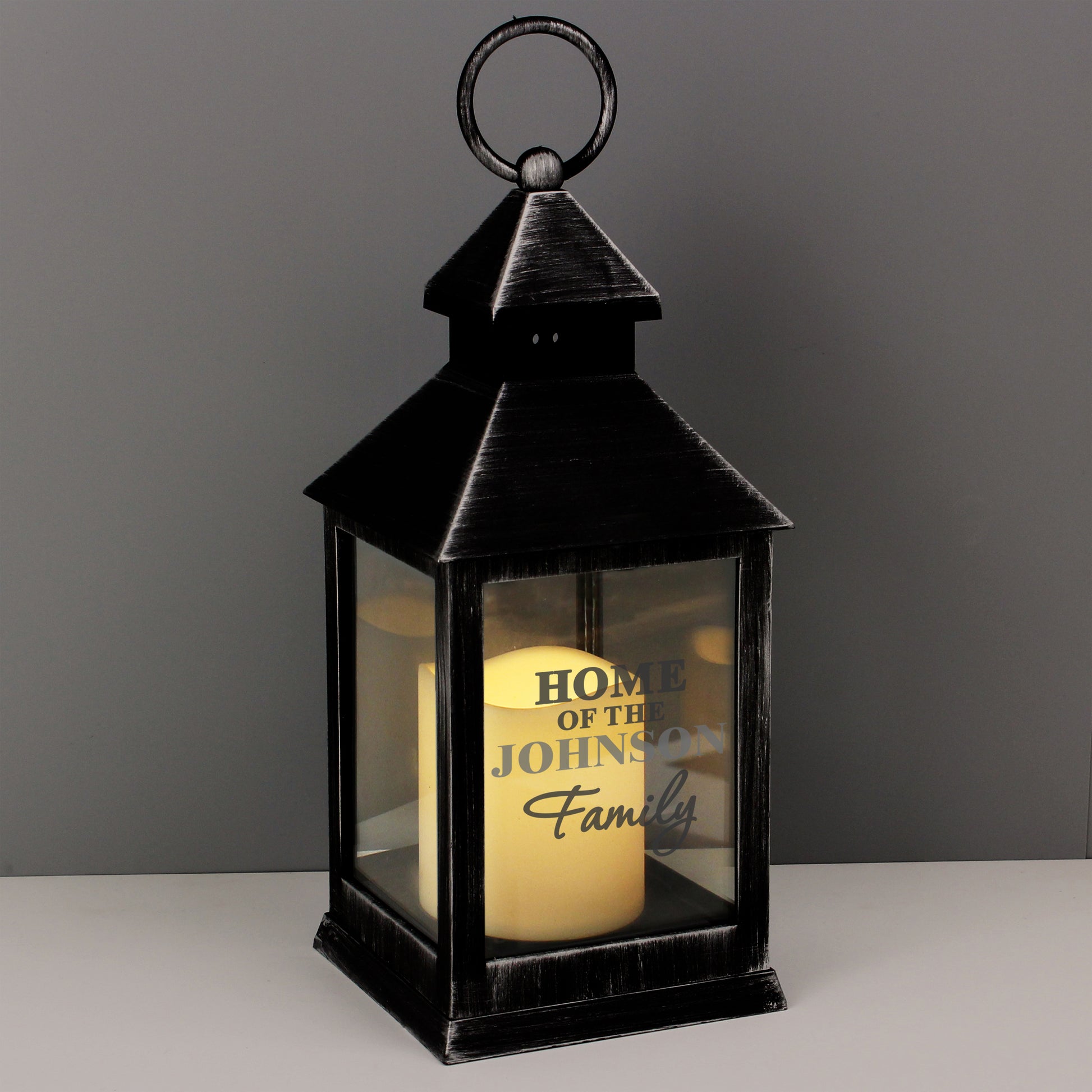 Personalised The Family Rustic Black Lantern - MK&JD Gifts