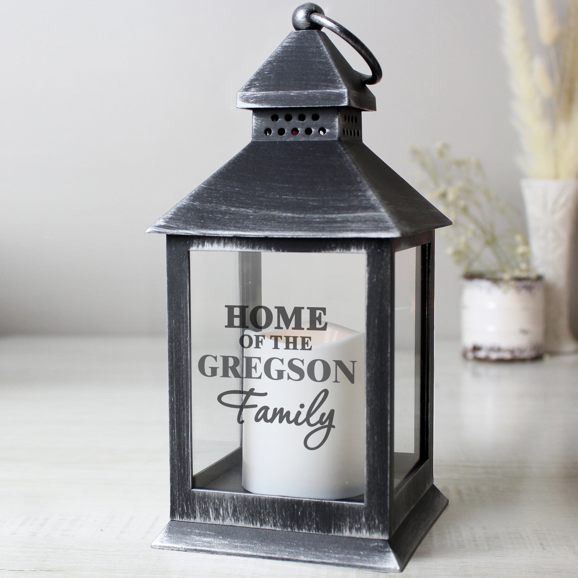 Personalised The Family Rustic Black Lantern - MK&JD Gifts