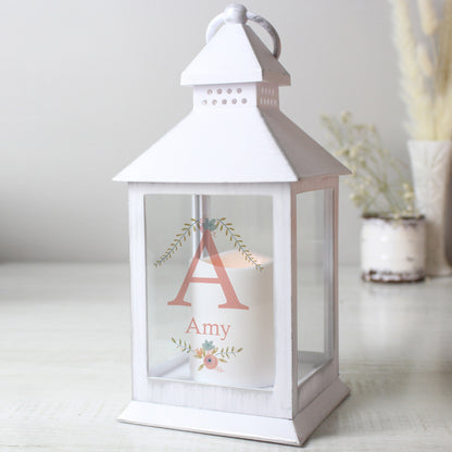 Personalised Floral Bouquet White Lantern - MK&JD Gifts