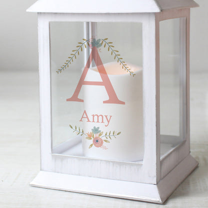 Personalised Floral Bouquet White Lantern - MK&JD Gifts