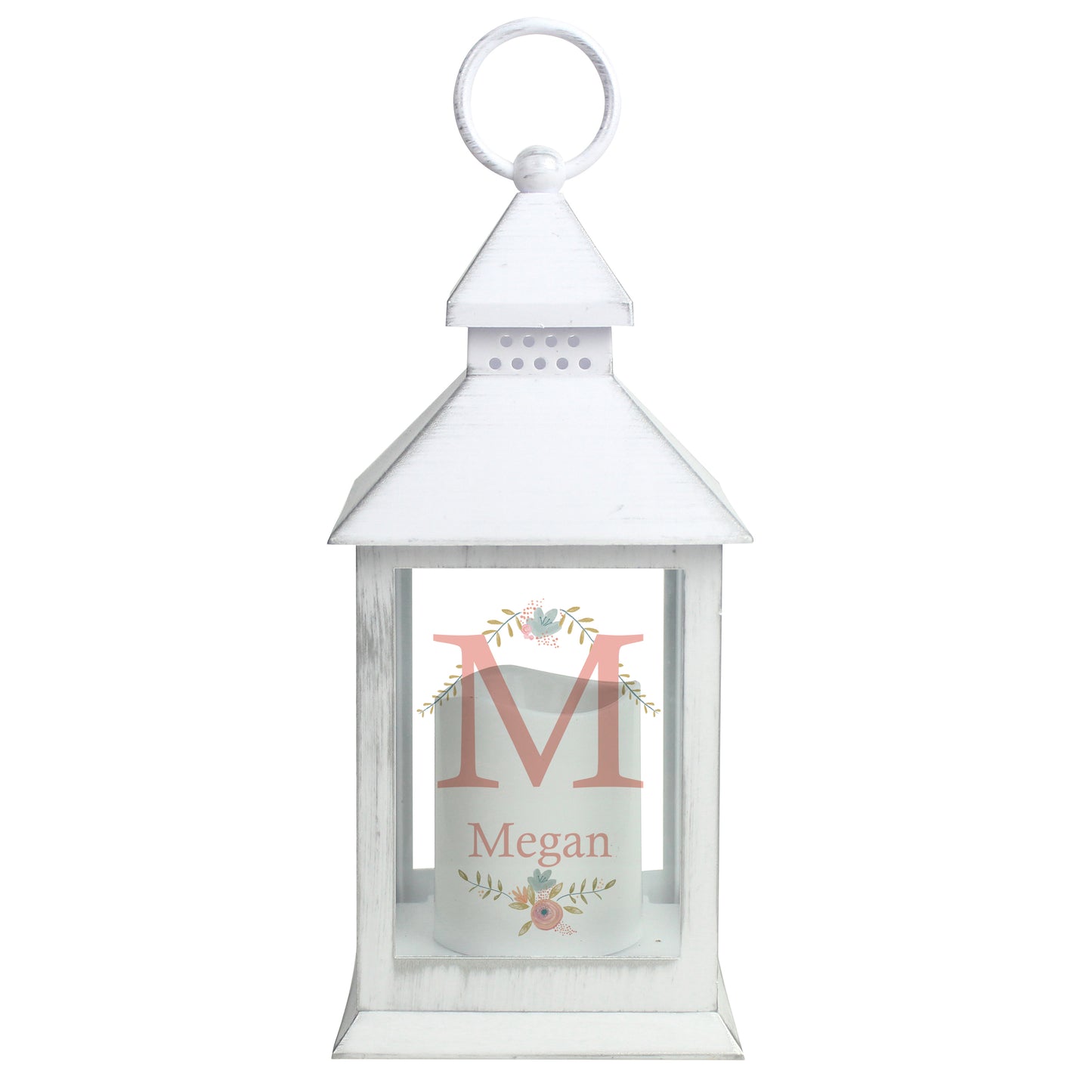 Personalised Floral Bouquet White Lantern - MK&JD Gifts