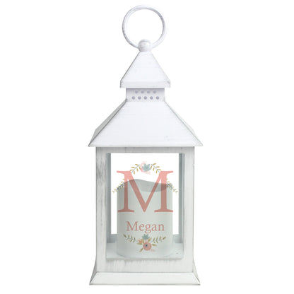 Personalised Floral Bouquet White Lantern - MK&JD Gifts
