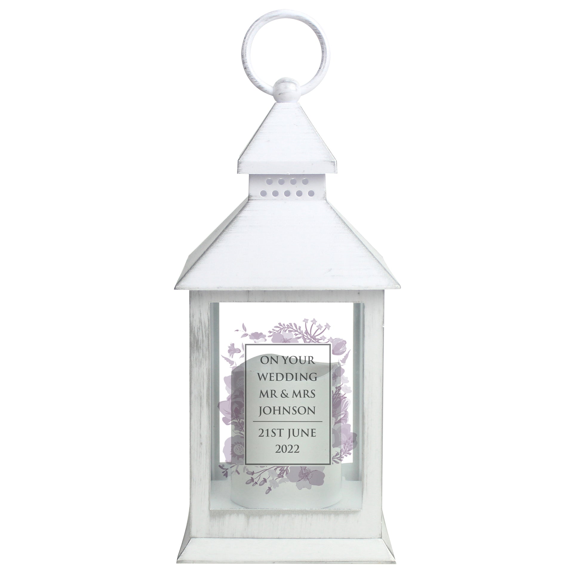 Personalised Soft Watercolour White Lantern - MK&JD Gifts