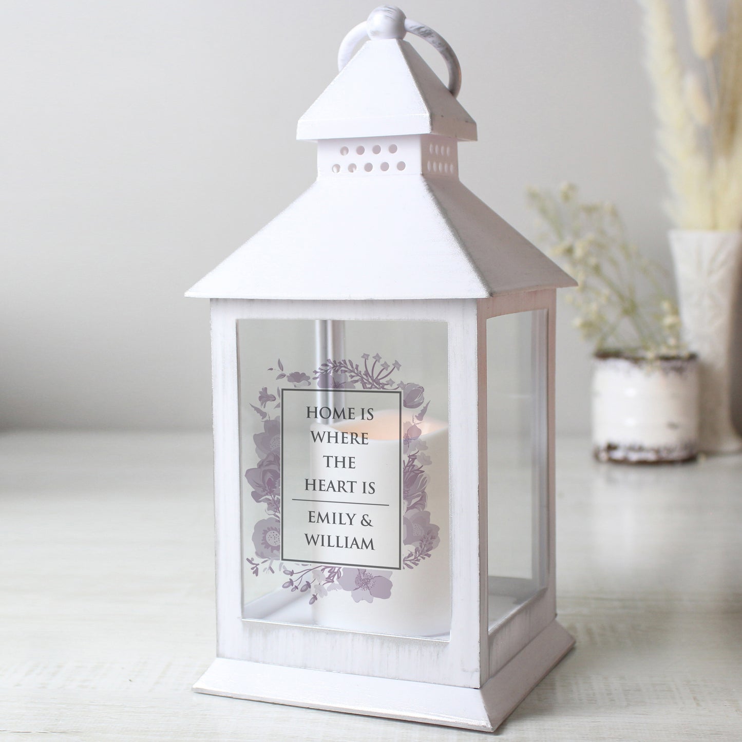 Personalised Soft Watercolour White Lantern - MK&JD Gifts