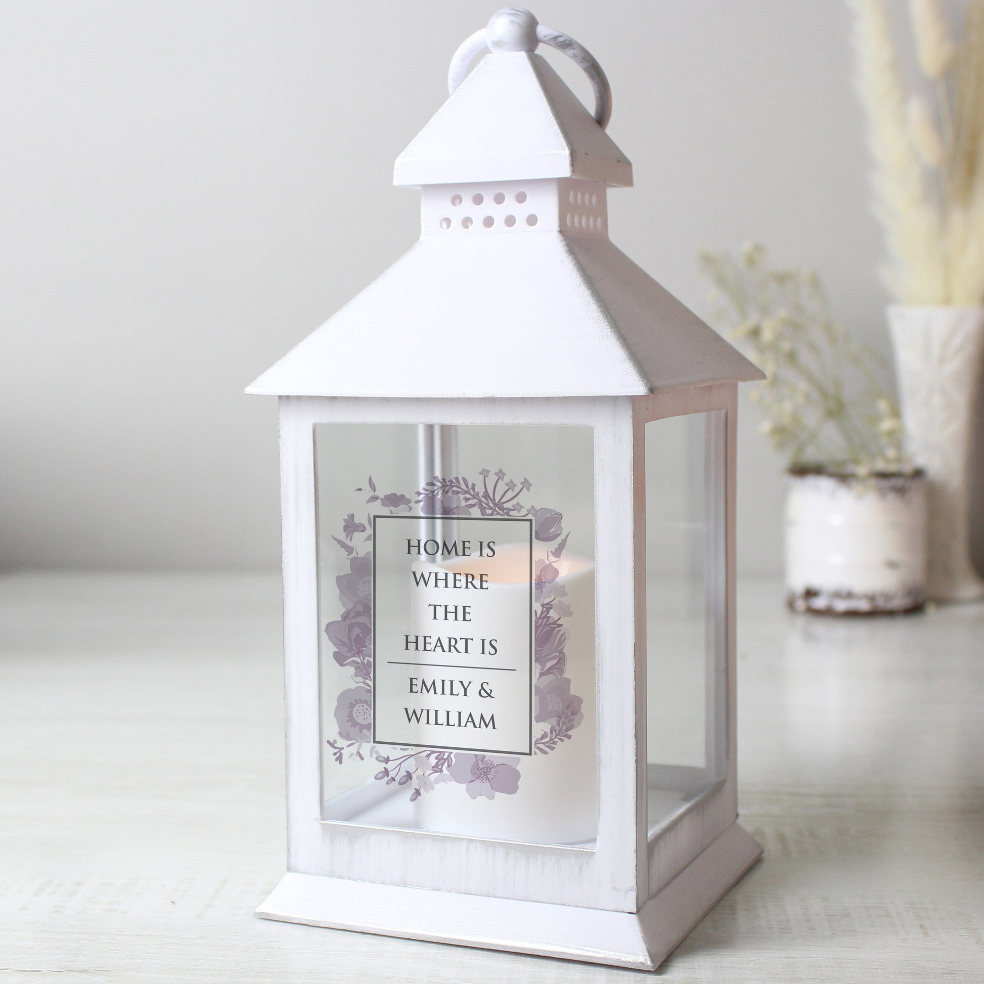 Personalised Soft Watercolour White Lantern - MK&JD Gifts