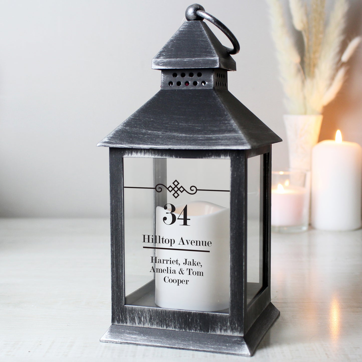 Personalised Elegant Diamond Rustic Black Lantern - MK&JD Gifts