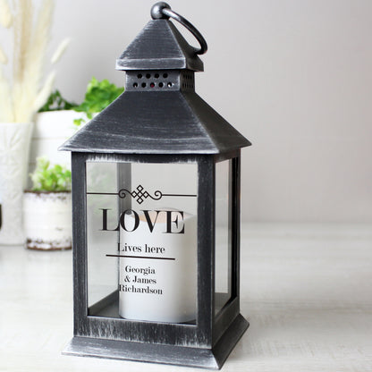 Personalised Elegant Diamond Rustic Black Lantern - MK&JD Gifts