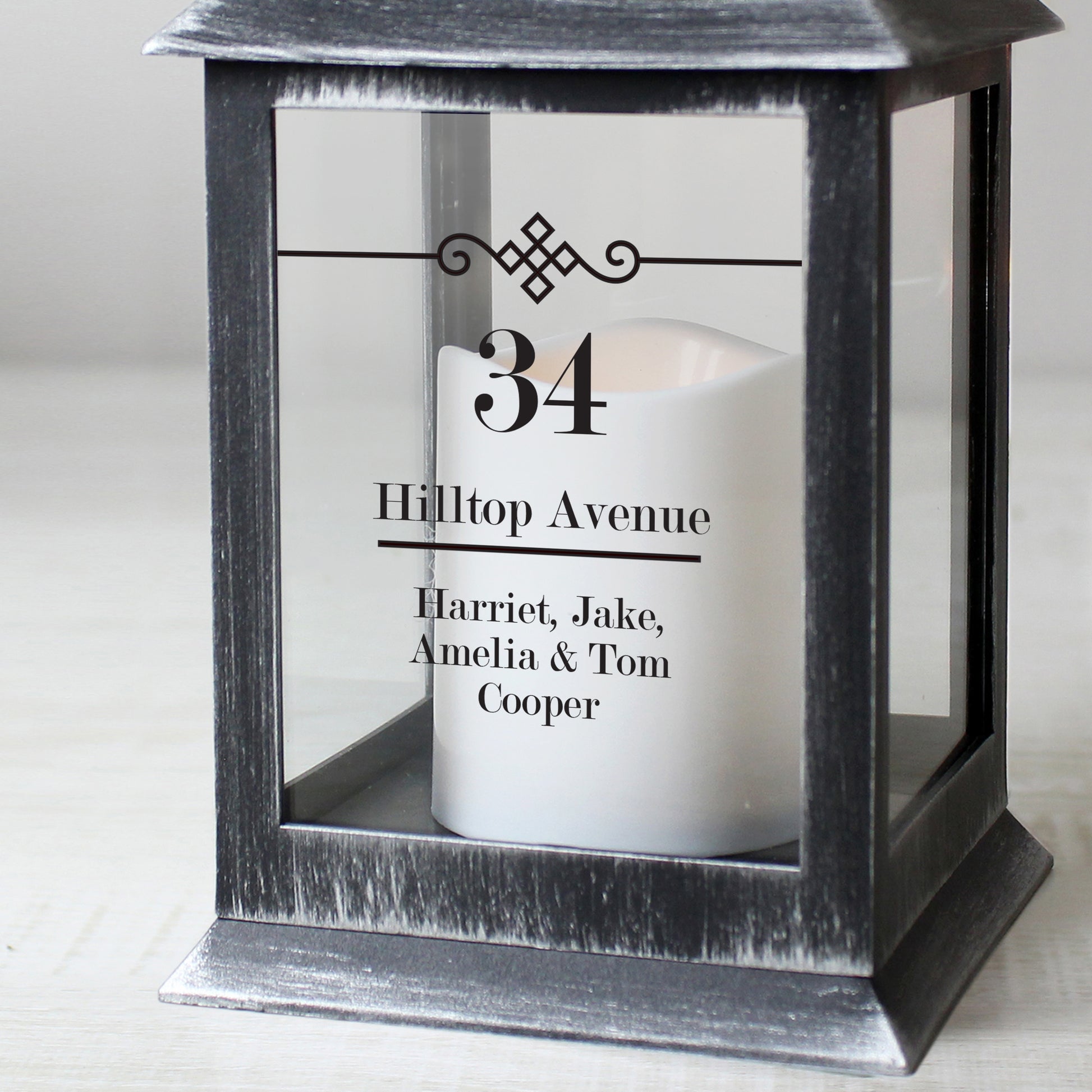 Personalised Elegant Diamond Rustic Black Lantern - MK&JD Gifts