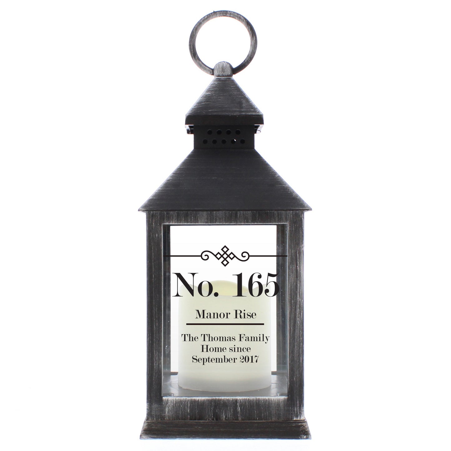 Personalised Elegant Diamond Rustic Black Lantern - MK&JD Gifts