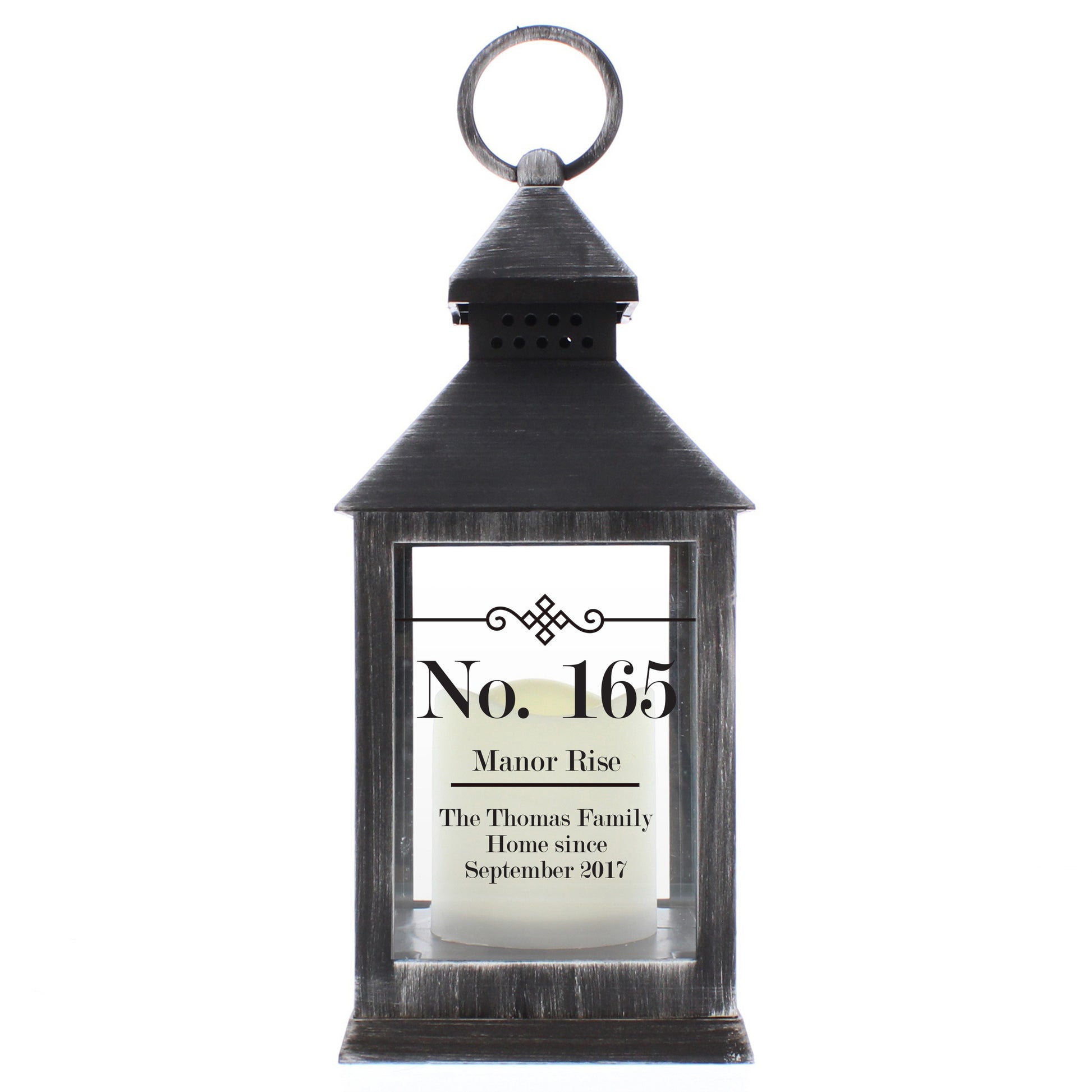 Personalised Elegant Diamond Rustic Black Lantern - MK&JD Gifts