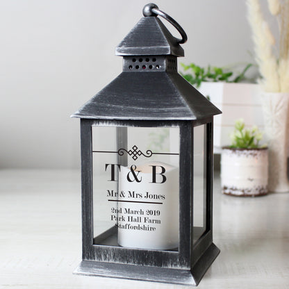 Personalised Elegant Diamond Rustic Black Lantern - MK&JD Gifts