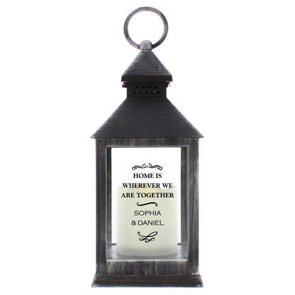 Personalised Antique Scroll Rustic Black Lantern - MK&JD Gifts