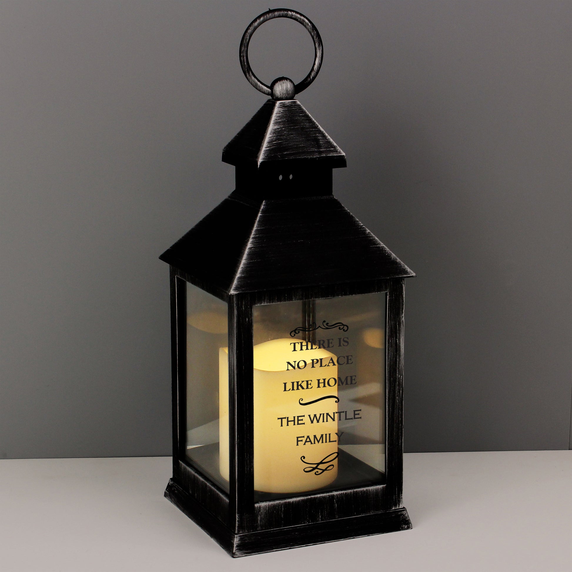 Personalised Antique Scroll Rustic Black Lantern - MK&JD Gifts
