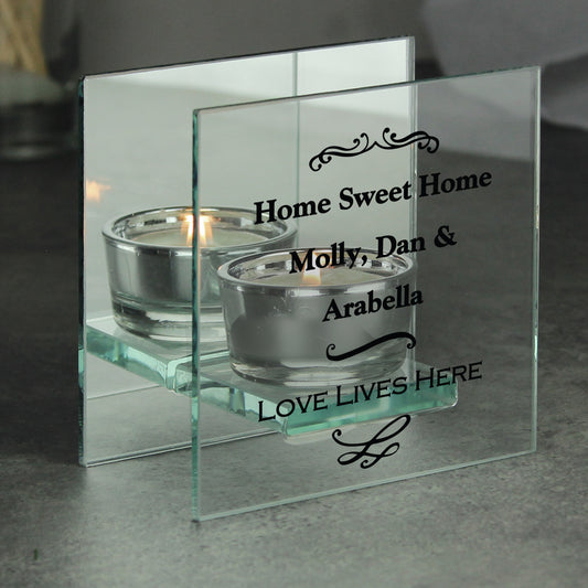 Personalised Antique Scroll Mirrored Glass Tea Light Candle Holder - MK&JD Gifts
